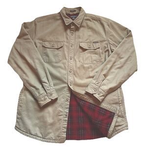 EB Shirt Jacket Men LT Tan Fleece Lined Heavyweight Button Gorpcore Chore Jacket